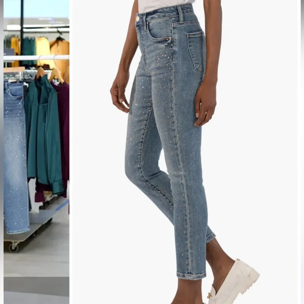 Kut from the Koth Reese Fab Ab Rhinestone HighWaist Ankle Slim Straight Leg Jean - Picture 3 of 8